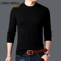 鳄鱼恤（CROCODILE）羊毛衫 男士2019秋冬时尚潮流休闲修身圆领套头毛衣 721-1-X6502-1 黑色 165/105