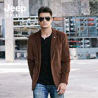 吉普 JEEP 休闲西服男2019春秋季新款中青年男士外套商务宽松百搭西装品牌男装 XY0050 咖啡色 3XL