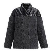 设计师品牌 LUCIEN WANG 拼接设计短款羊驼毛夹克 黑色 M