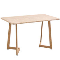 百思宜 餐桌椅组合现代简约小户型饭桌长方形咖啡桌餐厅桌子金属仿木纹 原木色90*90*75CM