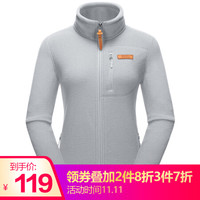 ALPINT MOUNTAIN 抓绒衣男女 秋冬户外冲锋衣内胆 情侣款保暖摇粒绒开衫外套 650-417 灰白 女 M