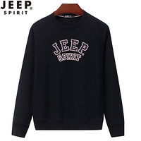 吉普 JEEP 卫衣男款无帽宽松圆领休闲百搭套头长袖衫 SS65007 黑色 2XL