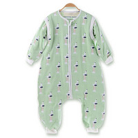 智慧佳儿(wit days) 婴儿睡袋 爬服睡衣纯棉六层纱布可拆卸长袖 绿色小狗90cm