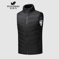 富贵鸟男士冬季马甲男USB发热中老年冬装保暖坎肩爸爸装男装 黑色 M