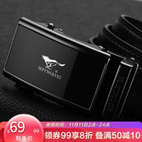 七匹狼皮带男 自动扣牛皮腰带潮流时尚中青年休闲裤带M73821A801-01黑色