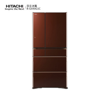 日立（HITACHI）日本原装进口675L真空冰温保鲜电动抽屉风冷无霜多门高端电冰箱R-G690G1C水晶棕色