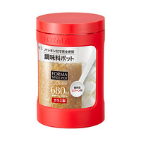 阿司倍鹭（ASVEL）日本玻璃防潮密封调料罐储物罐 调味罐调味盒盐罐调料瓶白糖面粉储物瓶 红色680ml