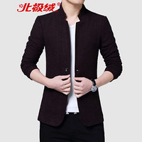 北极绒(Bejirong)西服男 2019秋冬新款男士休闲西服立领中山装西装外套 QT6030-920 酒红色 XL