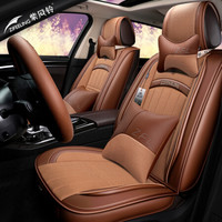 紫风铃汽车坐垫春夏季仿亚麻全包围汽车座垫车垫cs75思域轩逸汽车座套哈弗H9椅套WEIvv5H18 咖啡色-豪华版