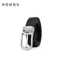 红谷女士皮带牛皮针扣细腰带女休闲时尚简约百搭装饰牛仔裤带女 H2622240漆黑