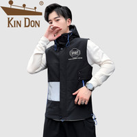 金盾（KIN DON）马甲 男2019冬季新款休闲百搭韩版潮流加厚撞色连帽无袖外套 A067-MY12 黑色 3XL