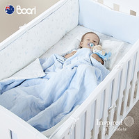 Boori爱达床品婴儿床围宝宝床上用品套件8件套棉品被子床笠可拆洗 天蓝色120*65cm