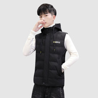 俞兆林马甲男加厚连帽修身韩版时尚男青年棉马甲2019冬YMMJ1910151黑色XL