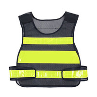 谋福 8411 网格反光背心 施工安全服出行安全警示绿化衣服 反光衣反光马甲(黑网黄晶格款)