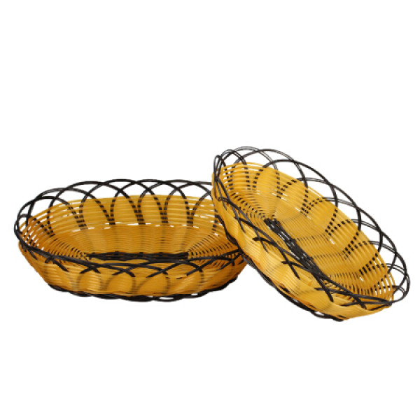 商品瓦图(watu)厨房用具 塑料手工编织篮 椭圆小吃筐 22*15*5cm 客厅