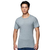 YOUR SUN 宜而爽 2件装) 男式全棉打底衫 休闲运动圆领T恤 螺纹老头衫2件装 (灰)XXL/180