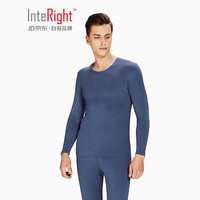 INTERIGHT保暖内衣男 30莫代尔 柔软亲肤 圆领随心裁 男士套装 蓝灰 XXL