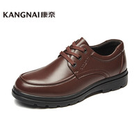KANGNAI 康奈 男士皮鞋圆头系带轻质深口单鞋耐磨舒适商务休闲男鞋 深棕色 41