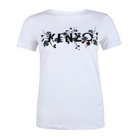 KENZO 高田贤三 女士白色棉质LOGO花朵图案棉质圆领短袖T恤 F86 2TS760 993 01 XS码