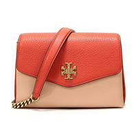 TORY BURCH 托里·伯奇 奢侈品 TB女包 KIRA系列橘红色多色皮革单肩斜挎包 56329 821