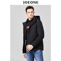 九牧王（JOEONE）男装 风衣秋冬青年男士纯色气凝胶保暖上衣时尚休闲耐磨外套JF194313T黑色170/92A[48]