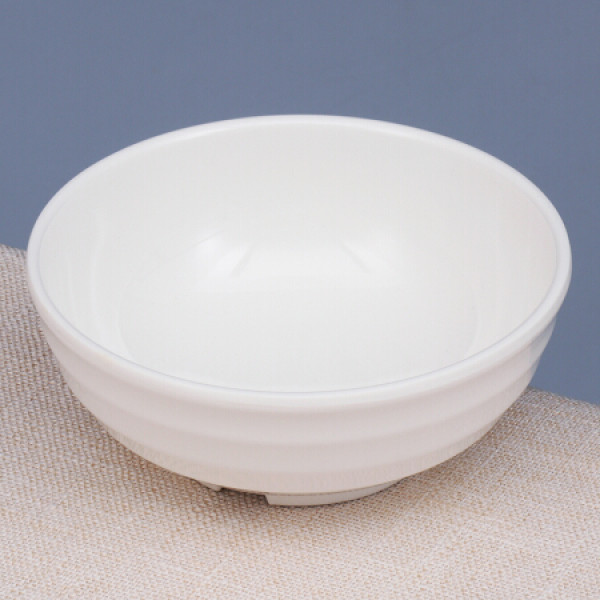 商品盛广达面碗密胺耐摔大汤碗酒店用品仿瓷餐具8英寸纯白螺纹面碗(6