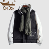 金盾（KIN DON）马甲 男2019冬季新款休闲百搭立领后背印花无袖外套 A119-786 黑色 2XL