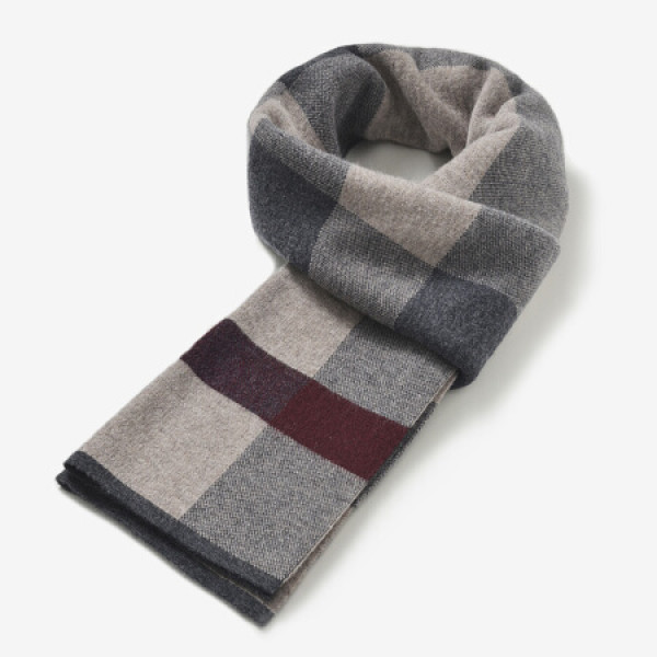 商品纯羊毛男士围巾秋冬季韩版百搭简约高档围脖礼盒装生日礼物 驼色