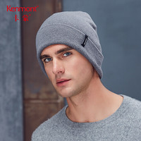 卡蒙（Kenmont）km-9299 纯色帽子男冬天韩版毛线帽双层针织加厚护耳套头帽冷帽 灰色 59.5cm(弹性佳)
