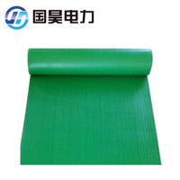 国昊电力 绿色条纹绝缘胶板绝缘胶垫1kV 3mm厚 1*10米 配电房用绝缘毯  防滑绝缘橡胶垫 货期1-30天