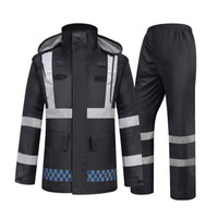 谋福 98972 新款晶格反光雨衣分体套装 执勤巡逻施工制服(L170 雨衣240PU款)