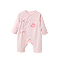贝吻 新生儿连体衣婴儿衣服长袖爬服宝宝纯棉内衣6191 粉色 59码（0-3个月）