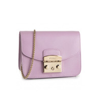 芙拉 Furla FW19MAIN 女士 牛皮革 浅紫色 METROPOLIS系列 迷你 斜挎单肩包链条包小方包 1034005