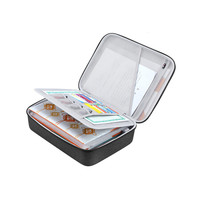 BUBM 证件收纳包家用大容量多功能硬壳双层整理袋护照户口本存折重要档案文件袋 JTB-E 黑色