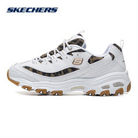 斯凯奇（Skechers）女款低帮耐磨厚底复古时尚熊猫休闲鞋13158 白色/豹纹色 35