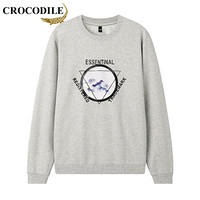 鳄鱼恤（CROCODILE）加绒卫衣 男士2019秋冬时尚潮流休闲修身卫衣 A037-KL2108 麻灰 M