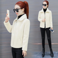 尚格帛 毛呢大衣女2019秋冬新品女装时尚加厚外套短装流行矮小个子大衣气质上衣潮 HZ1038-8038 米白 XL
