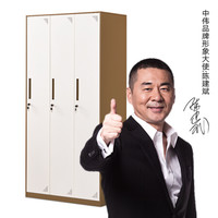 中伟更衣柜铁皮柜健身房浴室员工职员柜薄边三门更衣柜咖啡色
