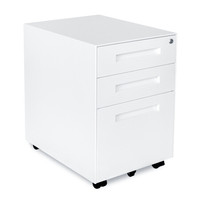洛克菲勒 办公文件活动柜资料档案矮柜 员工储物柜三抽屉铁皮柜带锁白色