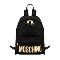 MOSCHINO 莫斯奇诺 黑色菱格双肩背包 2 B 7608 8201 2555 女款