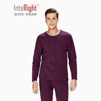 INTERIGHT秋衣秋裤男 纯棉圆领薄款纯色保暖内衣套装 基础打底棉毛衫棉毛裤 酒红 M