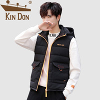 金盾（KIN DON）马甲 男2019冬季新款休闲百搭韩版潮流连帽加厚保暖无袖外套 A067-MY13 黑色 XL