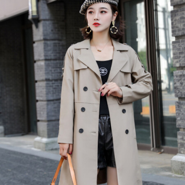 商品audde 2019秋冬季新款女装新品外套女长款韩版水洗pu皮工装大衣