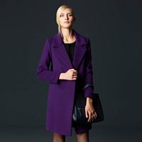 瑞比卡(Marc Rebecca)大码中长款羊毛呢子大衣外套女 45503B 紫色 S