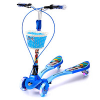迪士尼(Disney) 儿童滑板车 蓝色米奇一键折叠可调升降双手刹四轮全闪蛙式扭扭脚踏滑步车摇摆蛙式车