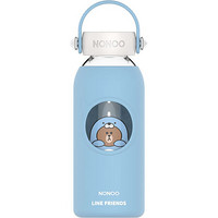 NONOO LINE FRIENDS 酷卡玻璃杯茶水杯男女户外防漏水杯泡茶杯子便携 400ml(水蓝)