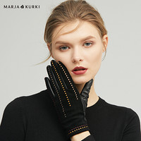 玛丽亚.古琦（玛丽亚古琦 MARJA KURKI）羊皮手套 山羊皮拼接保暖防风纯色真皮手套女 礼盒装 穿梭 5CC41M399 黑M