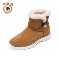 骆驼 CAMEL牌 雪地靴女韩版时尚牛皮短筒保暖加绒套脚 W84275506 驼色 38/240码