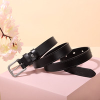 高尔夫GOLF双面牛皮女士皮带复古针扣皮带女士牛仔裤腰礼盒E9BV17980J黑色