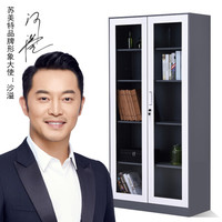 苏美特文件柜办公柜资料柜档案柜储物拆装柜灰白 通体玻璃文件柜薄边